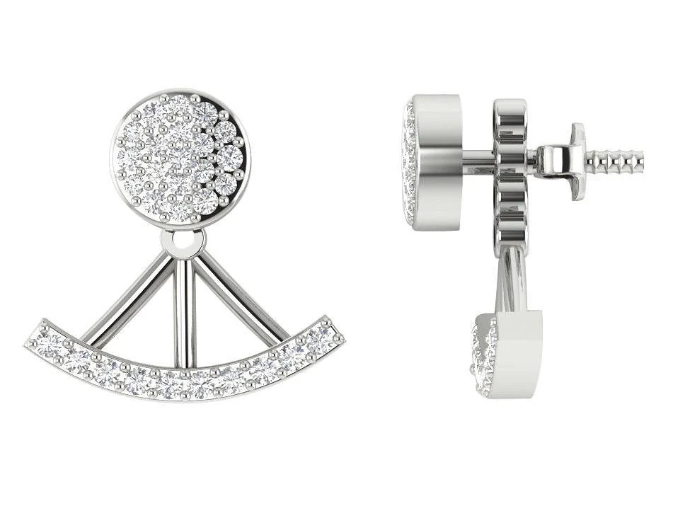The Kairo Round Cut Diamond 14K Yellow Gold Removable Jacket Earring For Her - Image 10