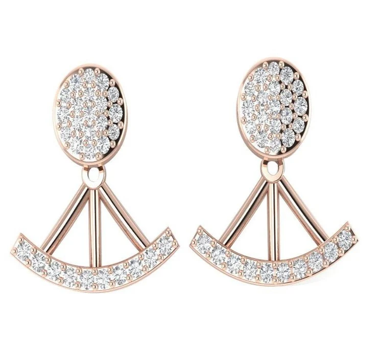 The Kairo Round Cut Diamond 14K Yellow Gold Removable Jacket Earring For Her - Image 2