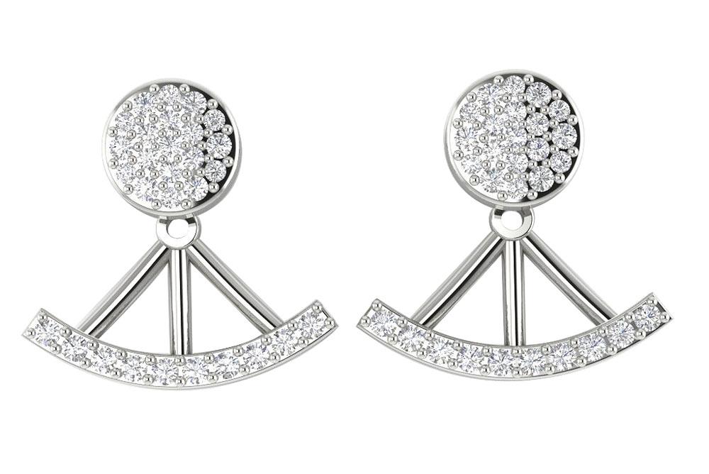 The Kairo Round Cut Diamond 14K Yellow Gold Removable Jacket Earring For Her - Image 3