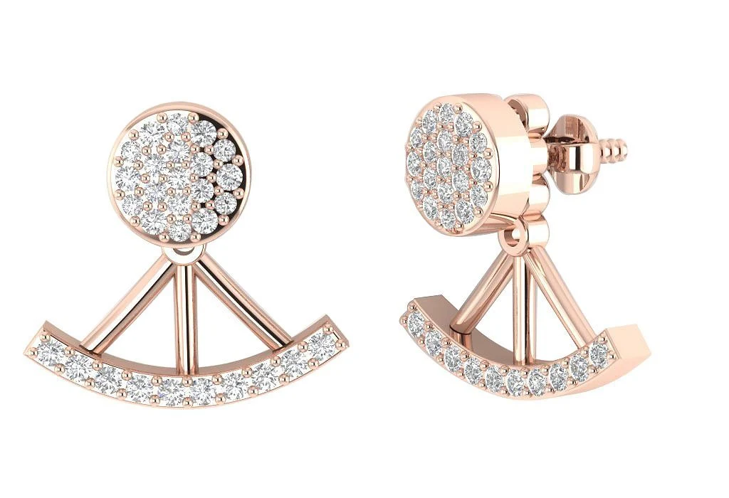 The Kairo Round Cut Diamond 14K Yellow Gold Removable Jacket Earring For Her - Image 5