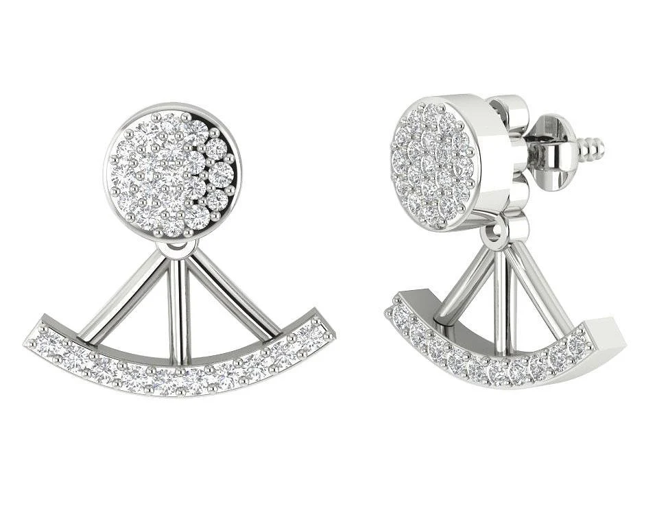 The Kairo Round Cut Diamond 14K Yellow Gold Removable Jacket Earring For Her - Image 6