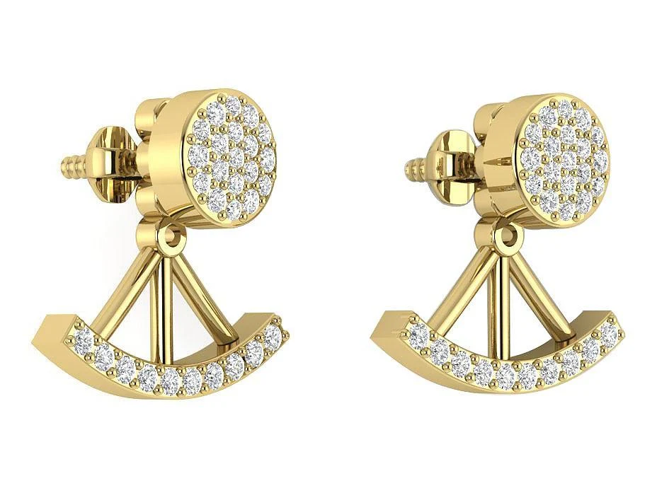 The Kairo Round Cut Diamond 14K Yellow Gold Removable Jacket Earring For Her - Image 8