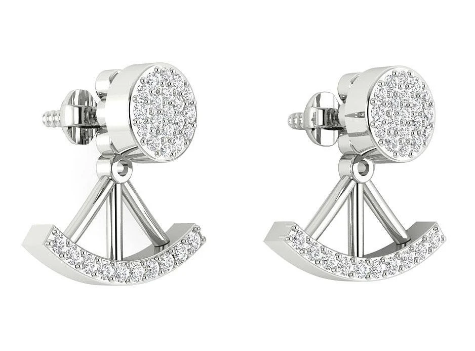The Kairo Round Cut Diamond 14K Yellow Gold Removable Jacket Earring For Her - Image 9
