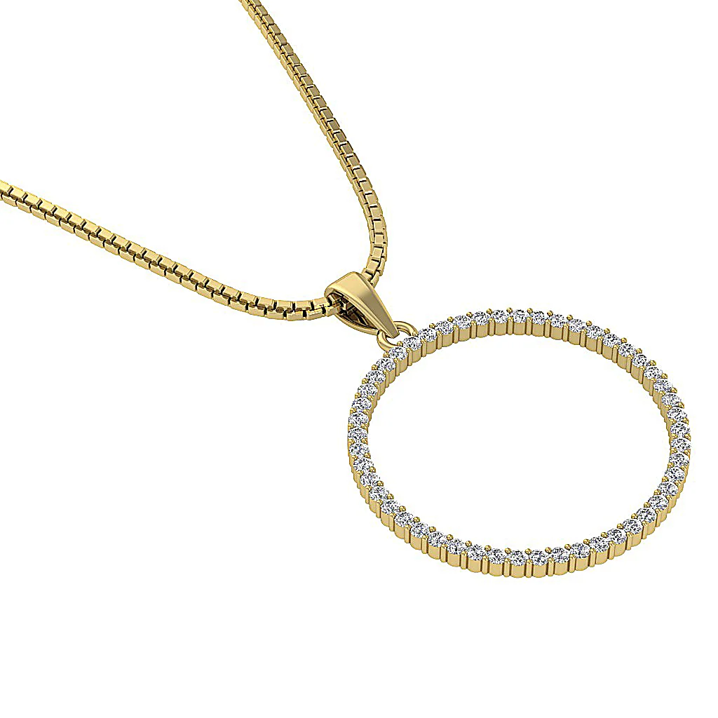 The Kairo Natural Diamond Appraisal 14k Solid White Gold Circle Pendant Necklace With Chain - Image 11