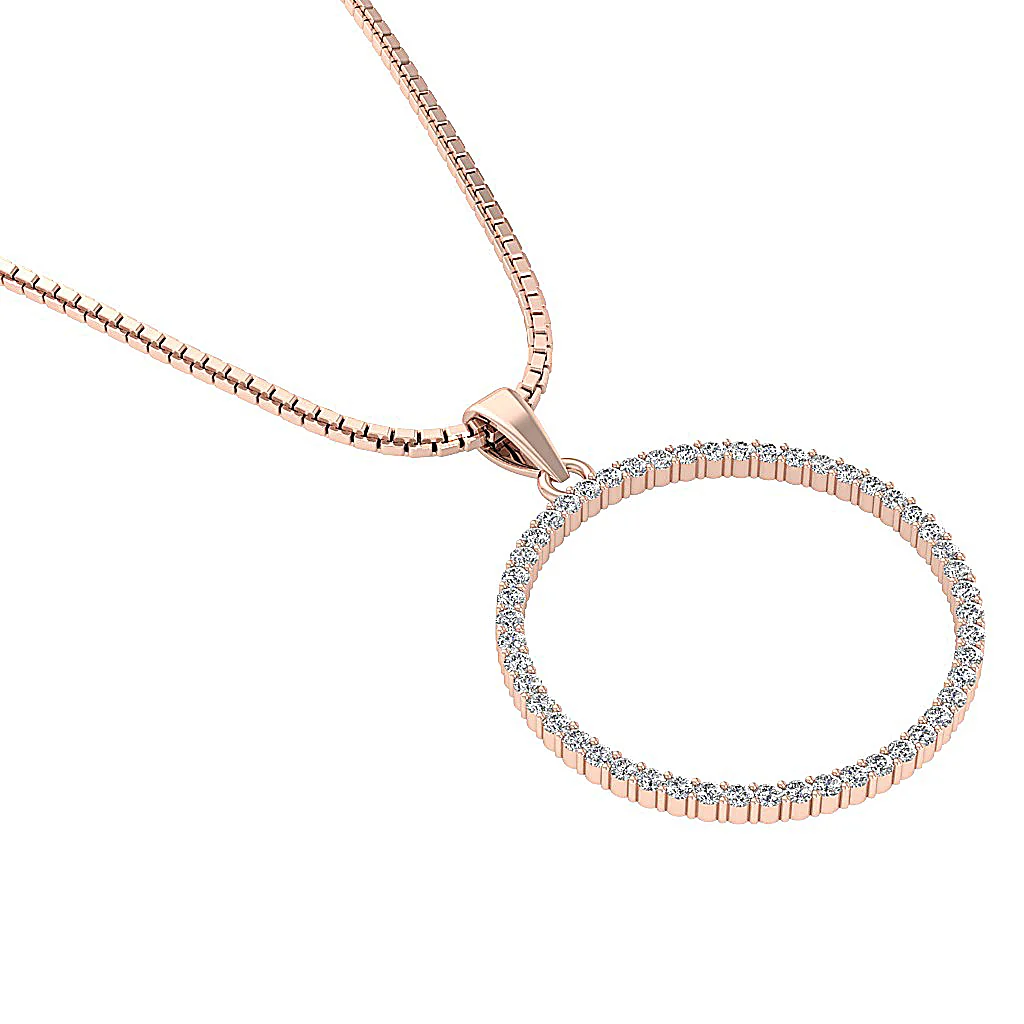 The Kairo Natural Diamond Appraisal 14k Solid White Gold Circle Pendant Necklace With Chain - Image 12