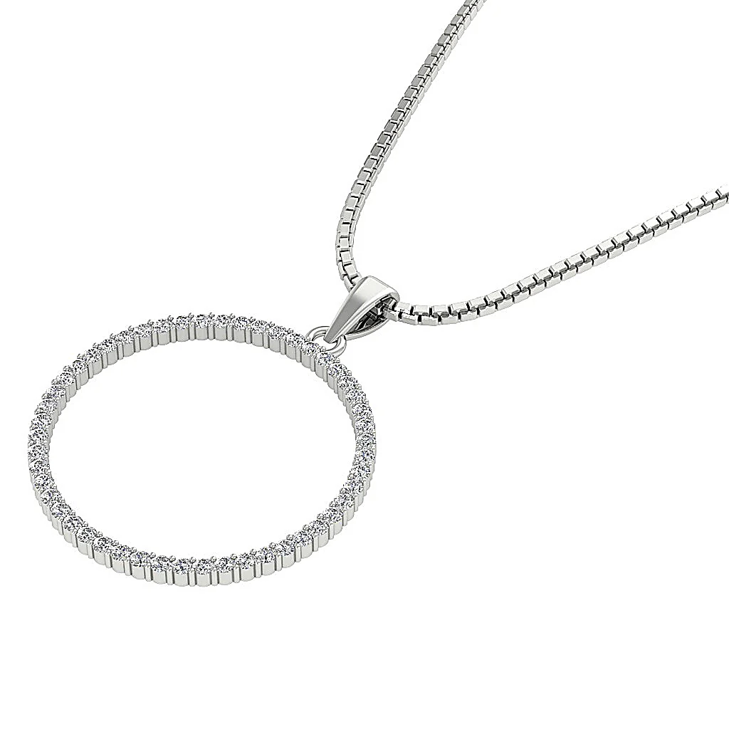 The Kairo Natural Diamond Appraisal 14k Solid White Gold Circle Pendant Necklace With Chain - Image 13