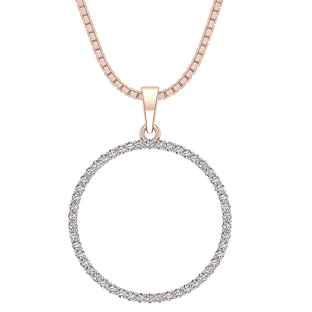 The Kairo Natural Diamond Appraisal 14k Solid White Gold Circle Pendant Necklace With Chain - Image 3