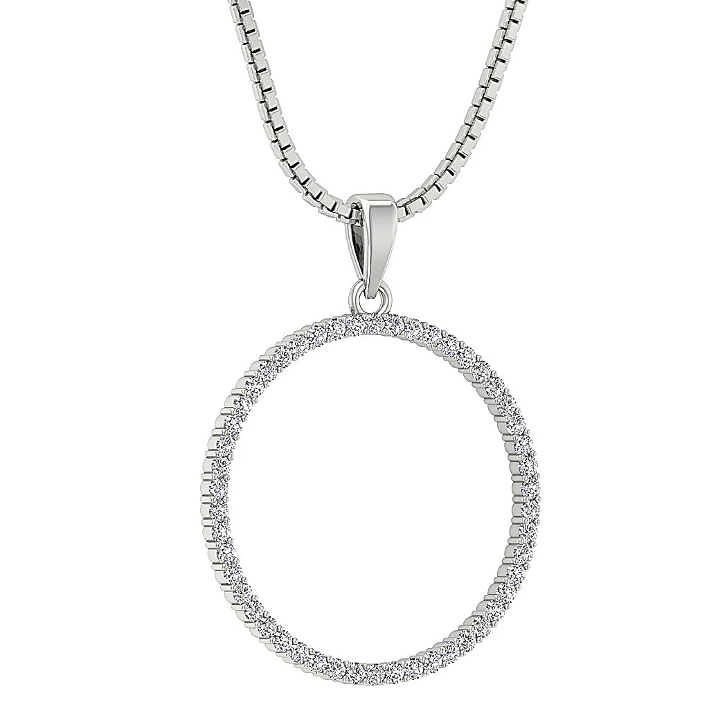 The Kairo Natural Diamond Appraisal 14k Solid White Gold Circle Pendant Necklace With Chain - Image 4
