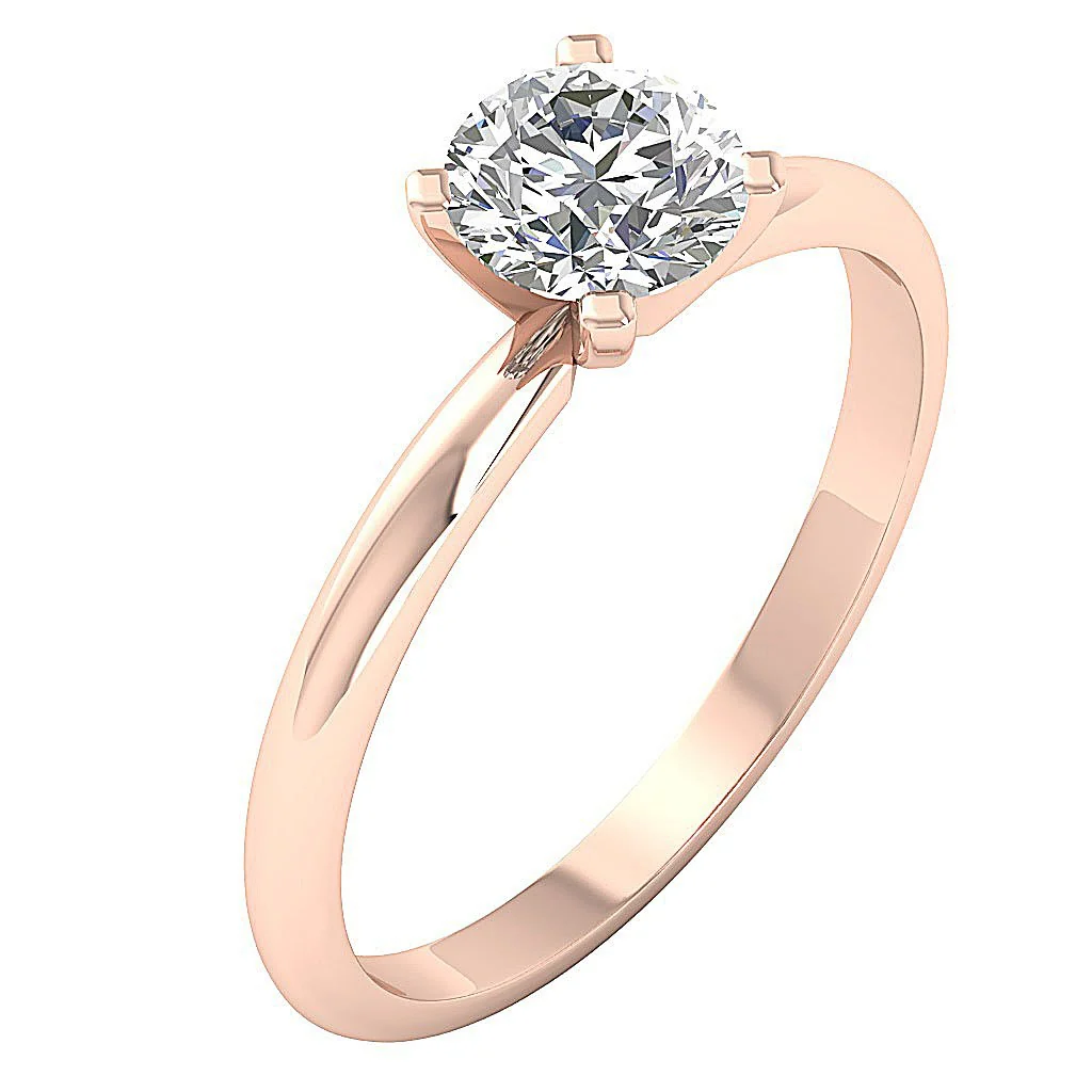1.00 Carat Round Solitaire Diamond Engagement Ring in Solid Gold (G, I1/SI1)