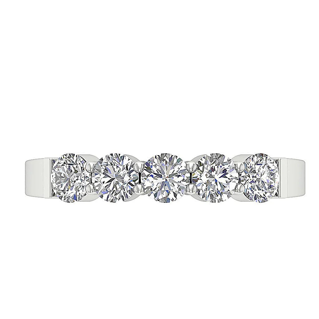 The Kaison Classic 5 Stone Anniversary Ring White Gold 1 Carat Round Diamond - Image 3
