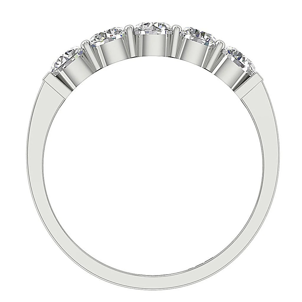 The Kaison Classic 5 Stone Anniversary Ring White Gold 1 Carat Round Diamond - Image 4