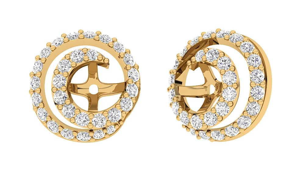I1/SI1/VS1/VVS1 0.60Ct Round Diamond Designer Jacket Earring 14K Solid Rose Gold 9.90mm - Image 3