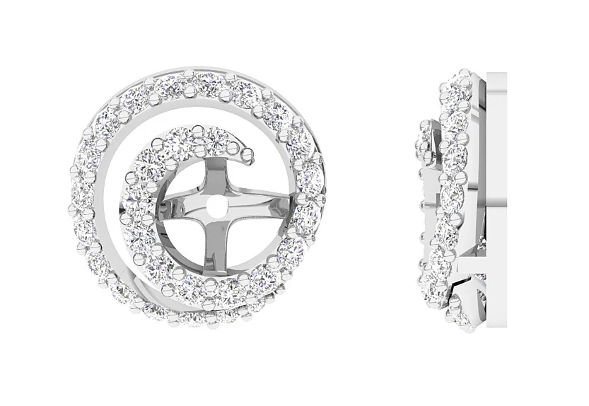 I1/SI1/VS1/VVS1 0.60Ct Round Diamond Designer Jacket Earring 14K Solid Rose Gold 9.90mm - Image 7