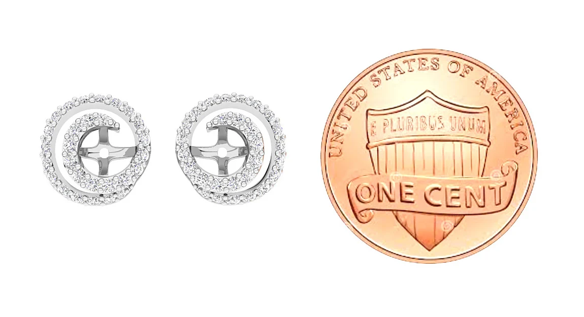 I1/SI1/VS1/VVS1 0.60Ct Round Diamond Designer Jacket Earring 14K Solid Rose Gold 9.90mm - Image 9