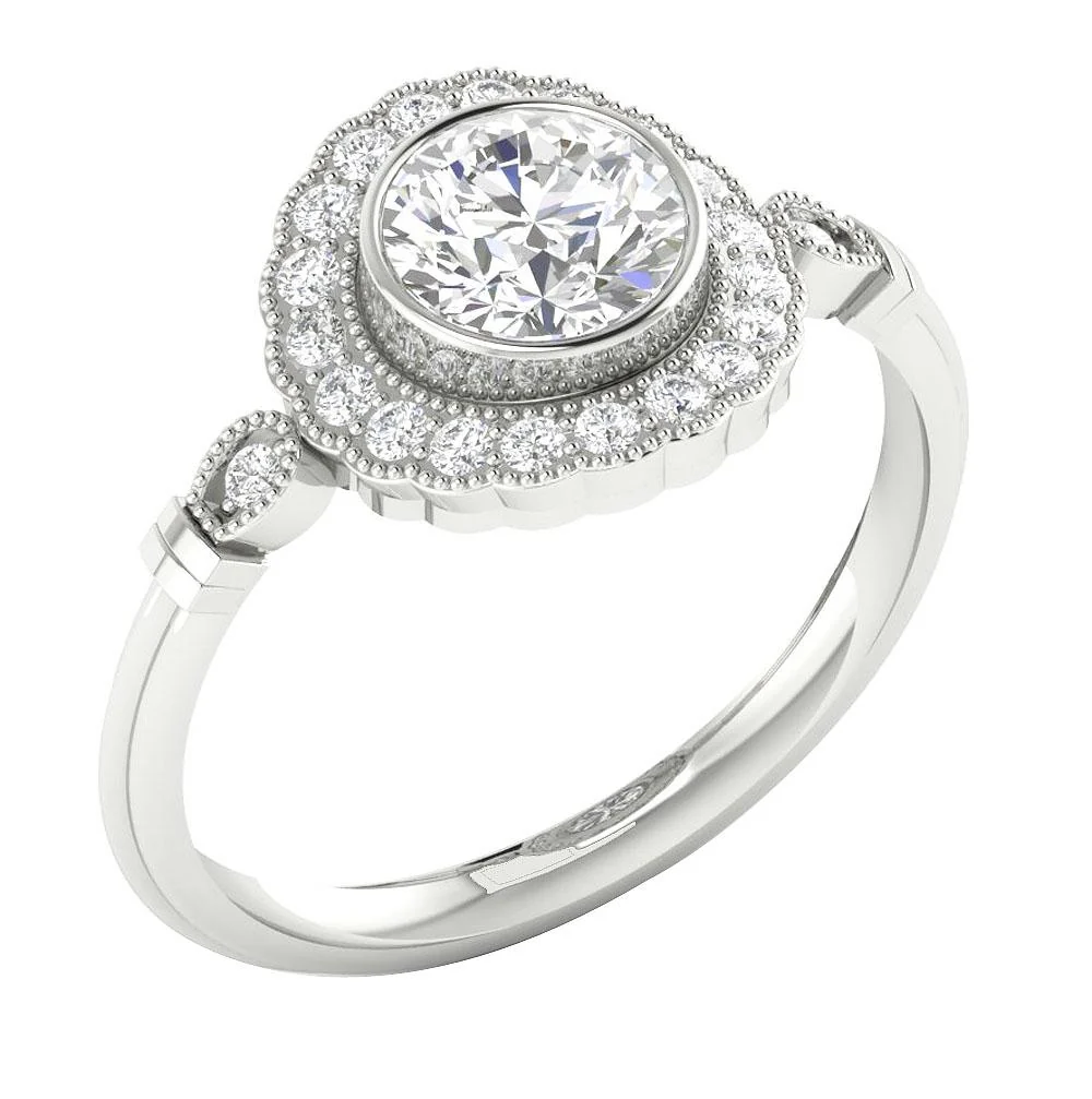 The Kamari 1 Ct Center Round Solitaire Diamond Engagement Ring 14K White Gold 11.80 mm