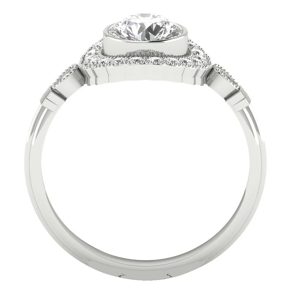 The Kamari 1 Ct Center Round Solitaire Diamond Engagement Ring 14K White Gold 11.80 mm - Image 4