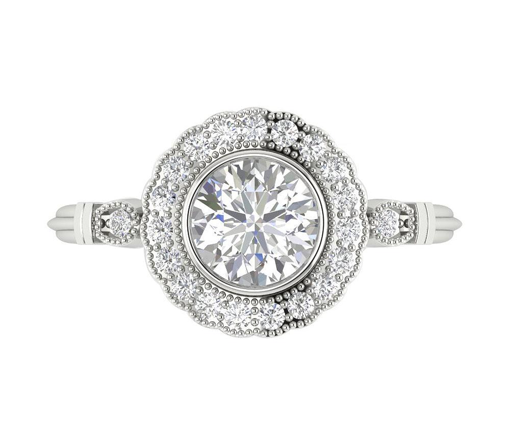 The Kamari 1 Ct Center Round Solitaire Diamond Engagement Ring 14K White Gold 11.80 mm - Image 5