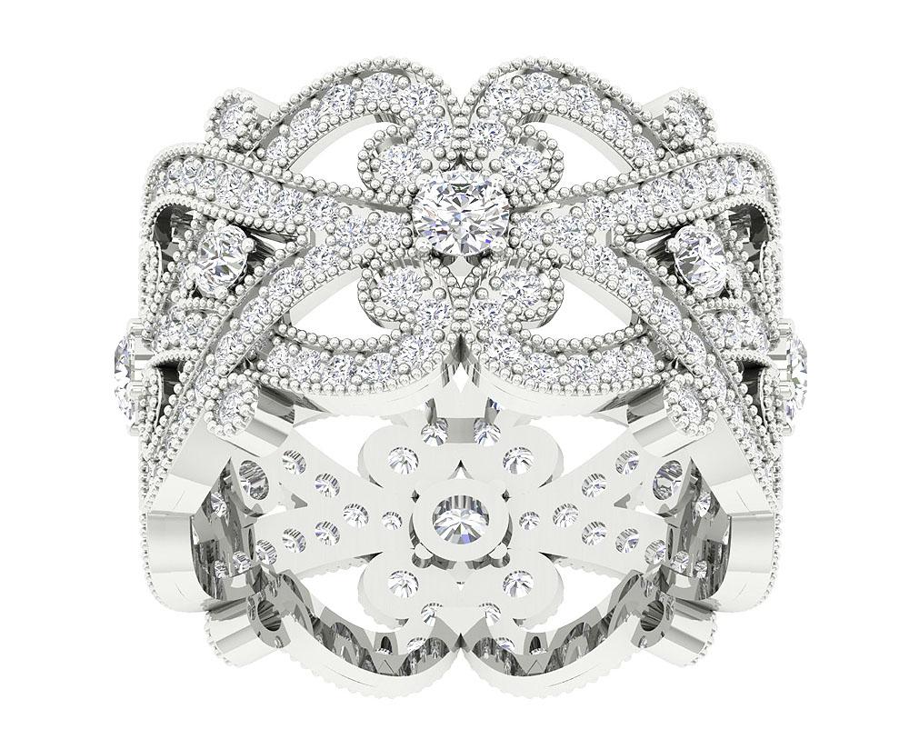 The Kamari Milgrain Eternity Anniversary Ring Band White Yellow Rose Gold Natural Diamond