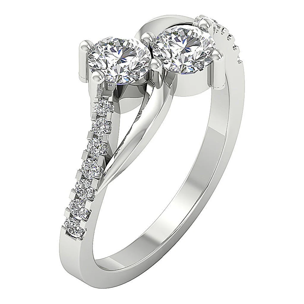 The Kamden Excellent Forever Us Double Stone Natural Diamond Rose Gold Wedding Ring - Image 3