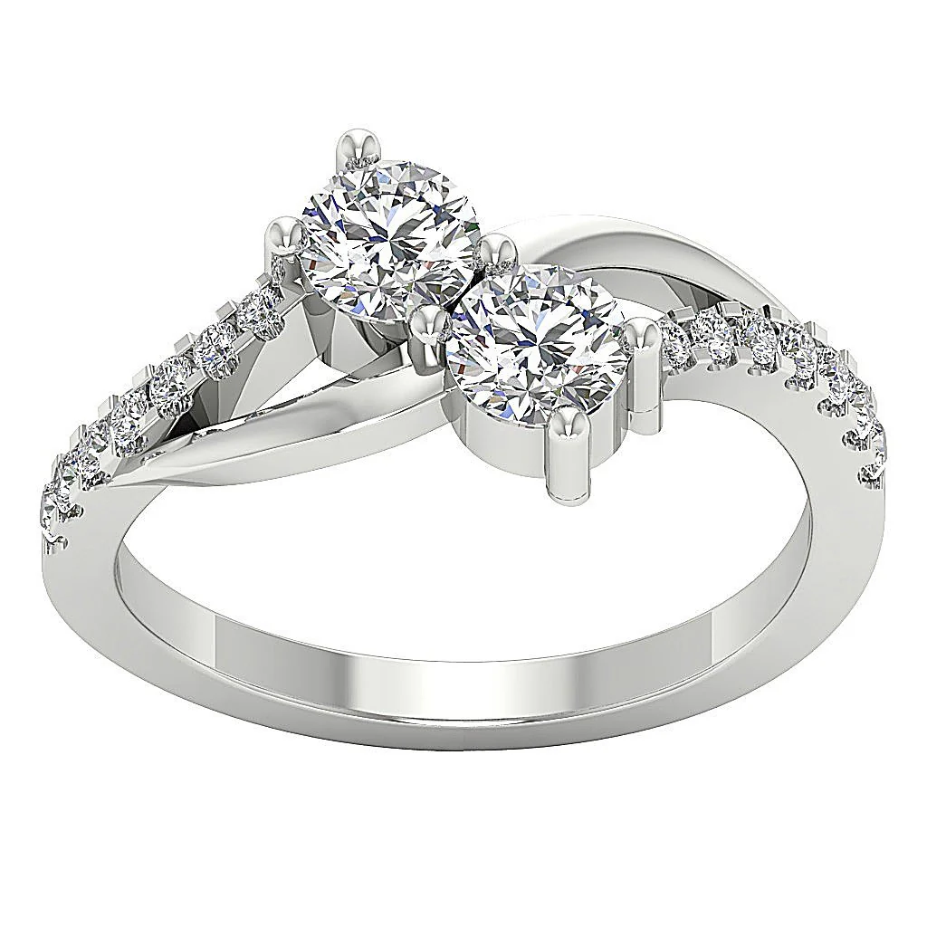 The Kamden Excellent Forever Us Double Stone Natural Diamond Rose Gold Wedding Ring - Image 4