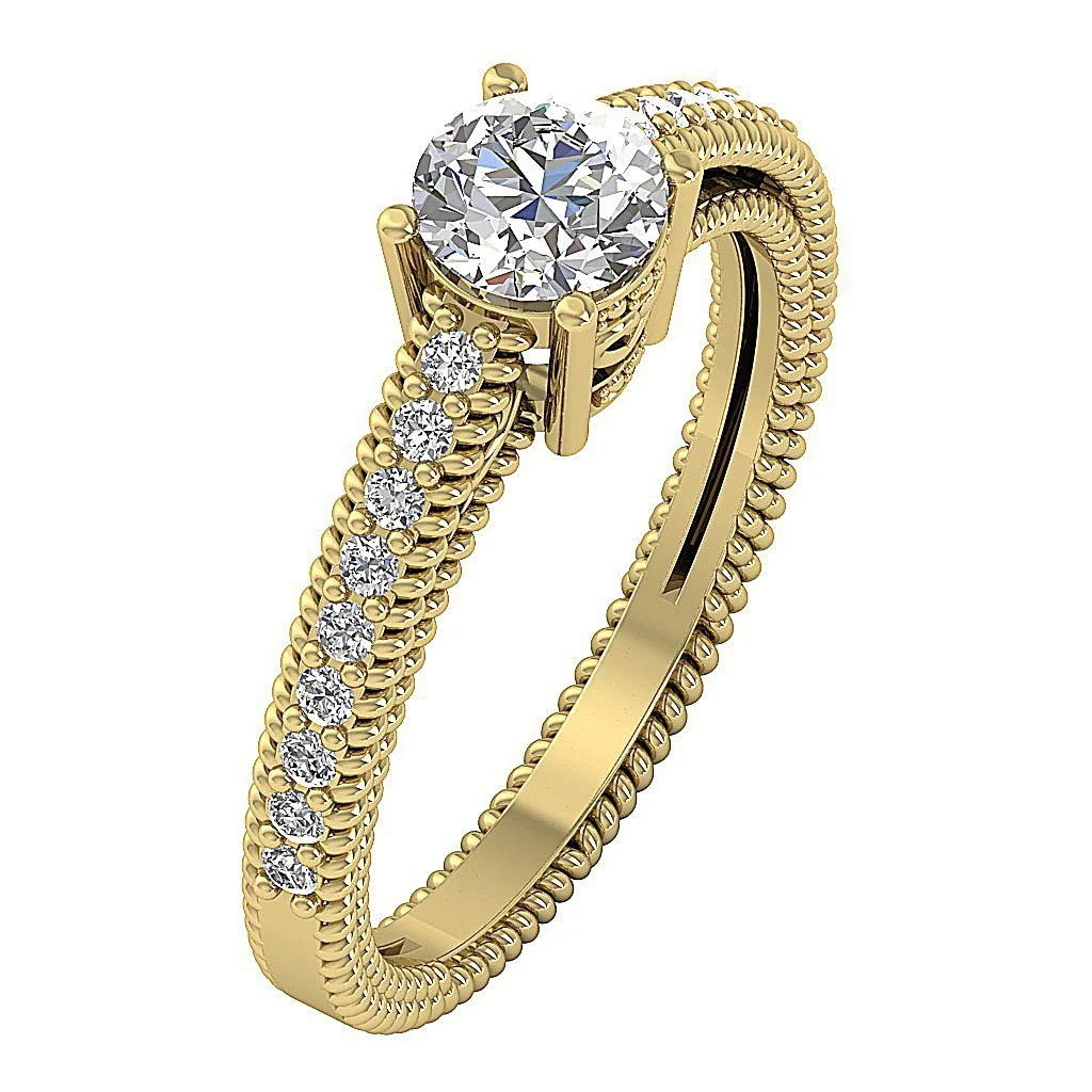 The Kameron Sparkly Round Brilliant Cut Diamond 14k Yellow Gold Solitaire Engagement Ring