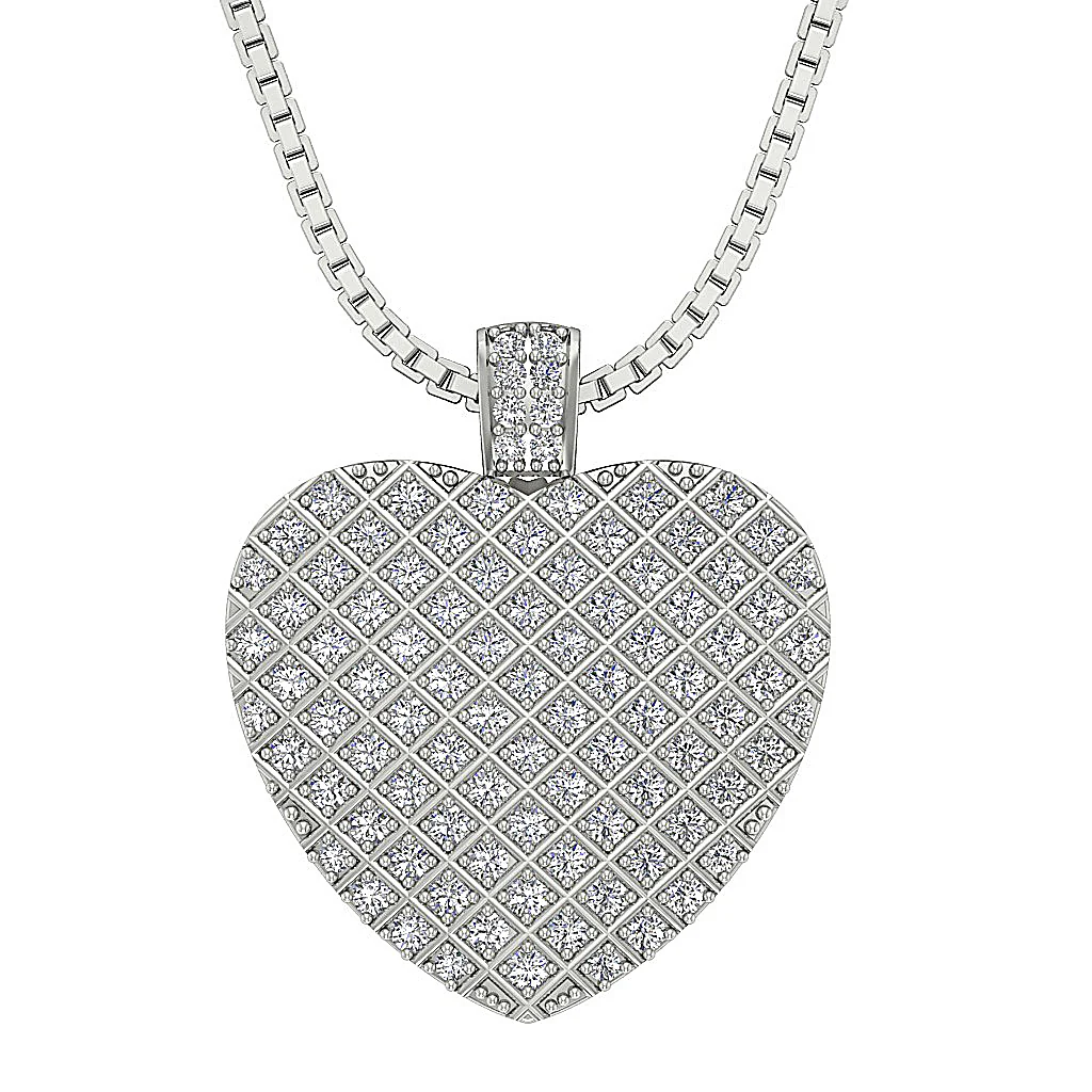 The Kane Pave Set Heart Pendant Natural Round Diamond 14K Solid Yellow Gold - Image 2
