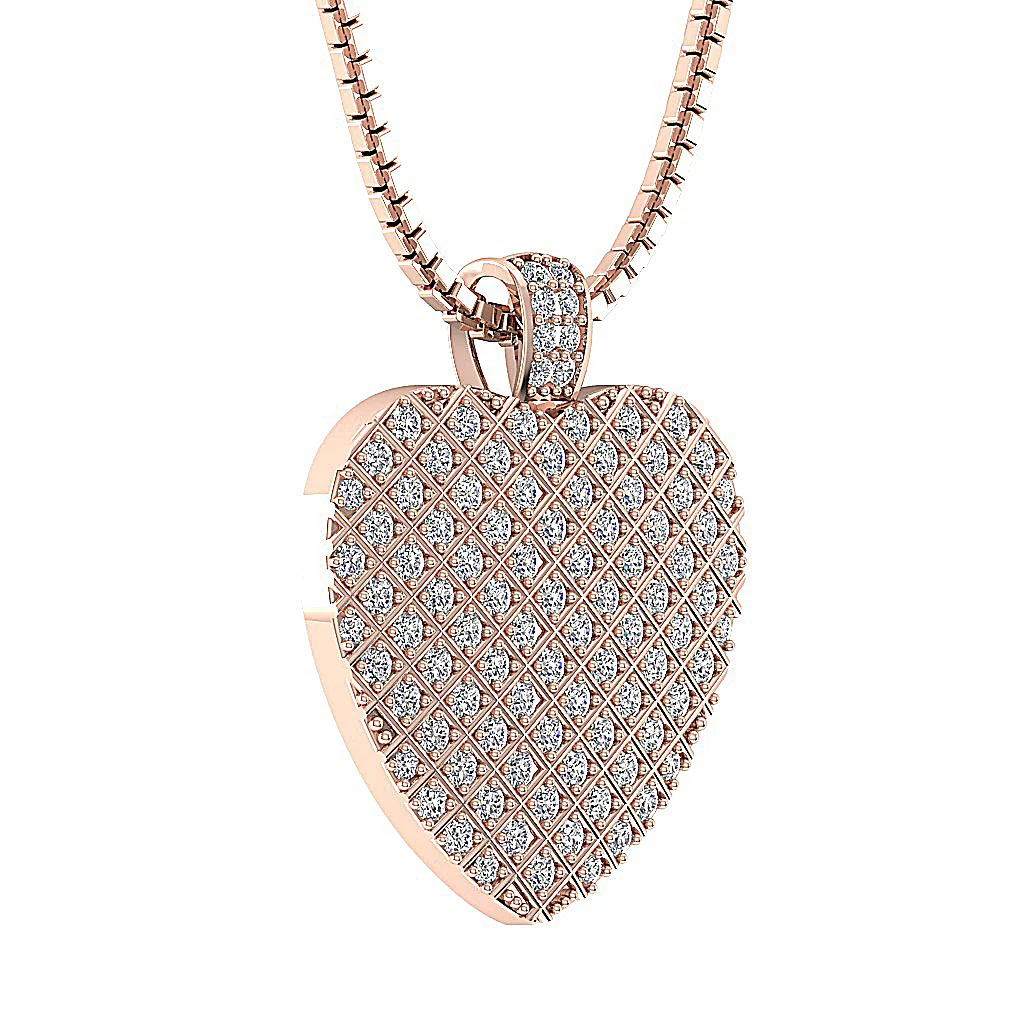 The Kane Pave Set Heart Pendant Natural Round Diamond 14K Solid Yellow Gold - Image 6