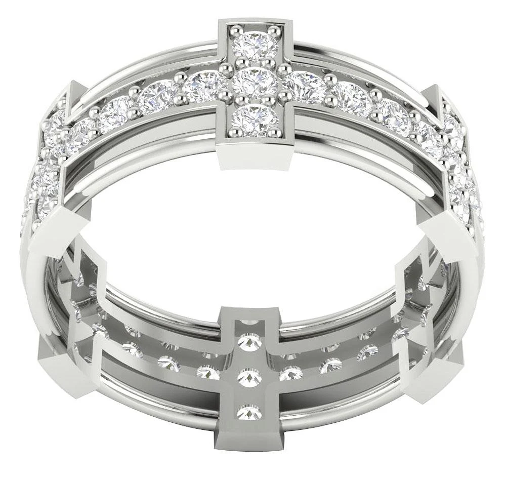 The Kane Unique Eternity Wedding Ring Natural Diamond 14K White Gold Band 7.95 mm