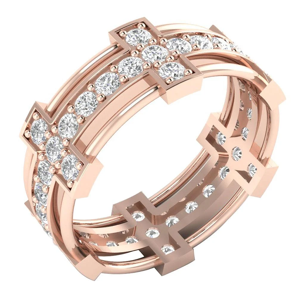 The Kane Unique Eternity Wedding Ring Natural Diamond 14K White Gold Band 7.95 mm - Image 2