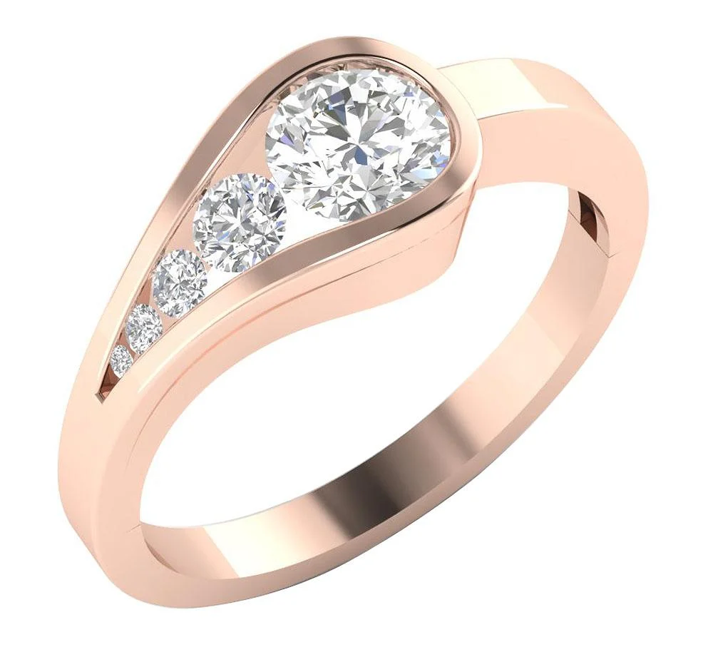 The Kara Journey Round Diamond 14K Solid Rose Gold Solitaire Engagement Ring