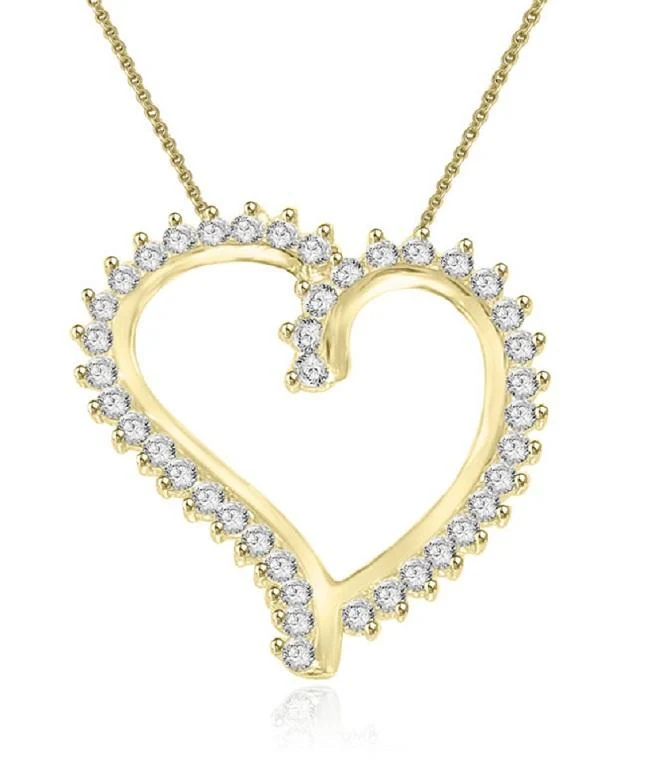 The Karson Handmade Genuine Diamond Love Heart Pendant 14K Solid Yellow Gold