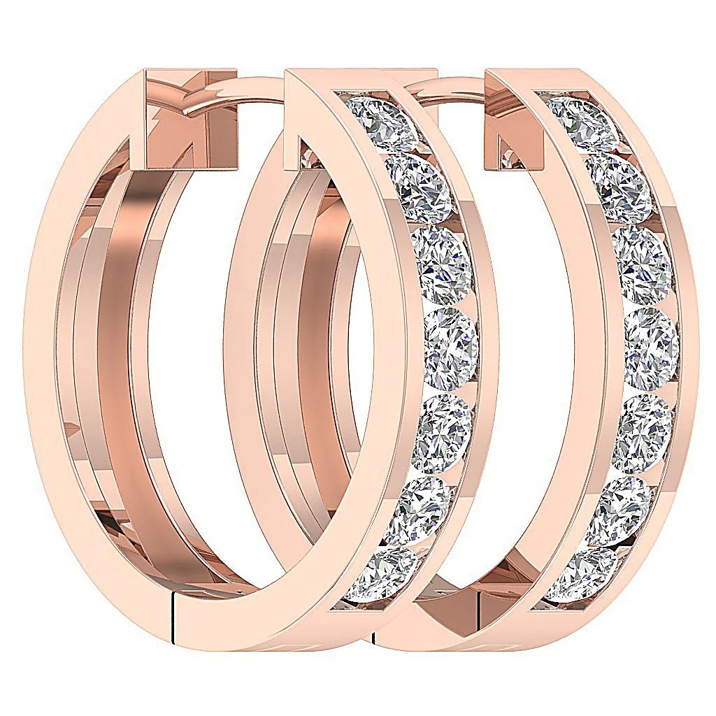 The Karter 14K Yellow Gold Genuine Diamond Medium Hoop Earring For Her - Image 3