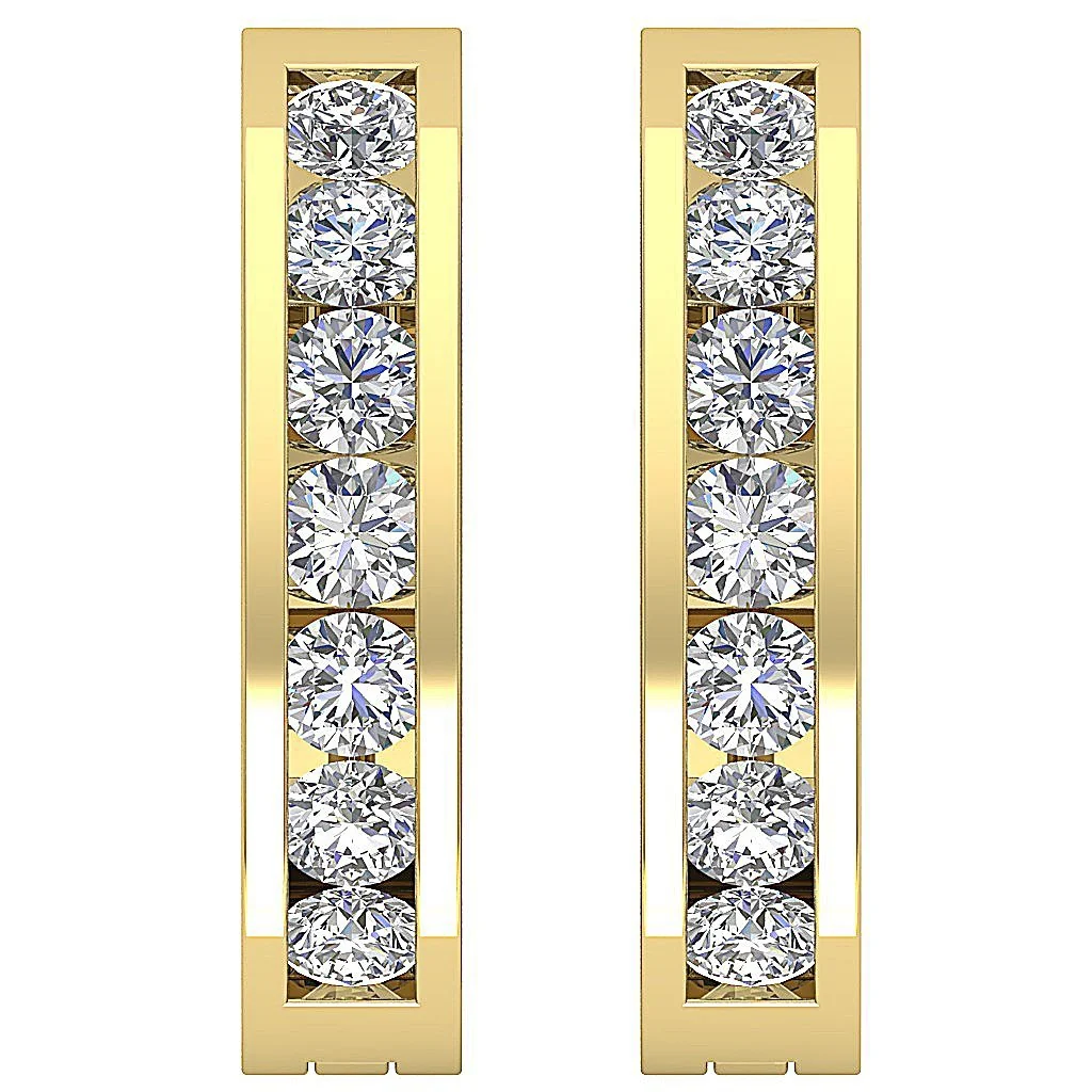 The Karter 14K Yellow Gold Genuine Diamond Medium Hoop Earring For Her - Image 5