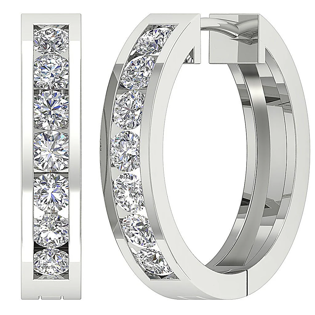 The Karter 14K Yellow Gold Genuine Diamond Medium Hoop Earring For Her - Image 7
