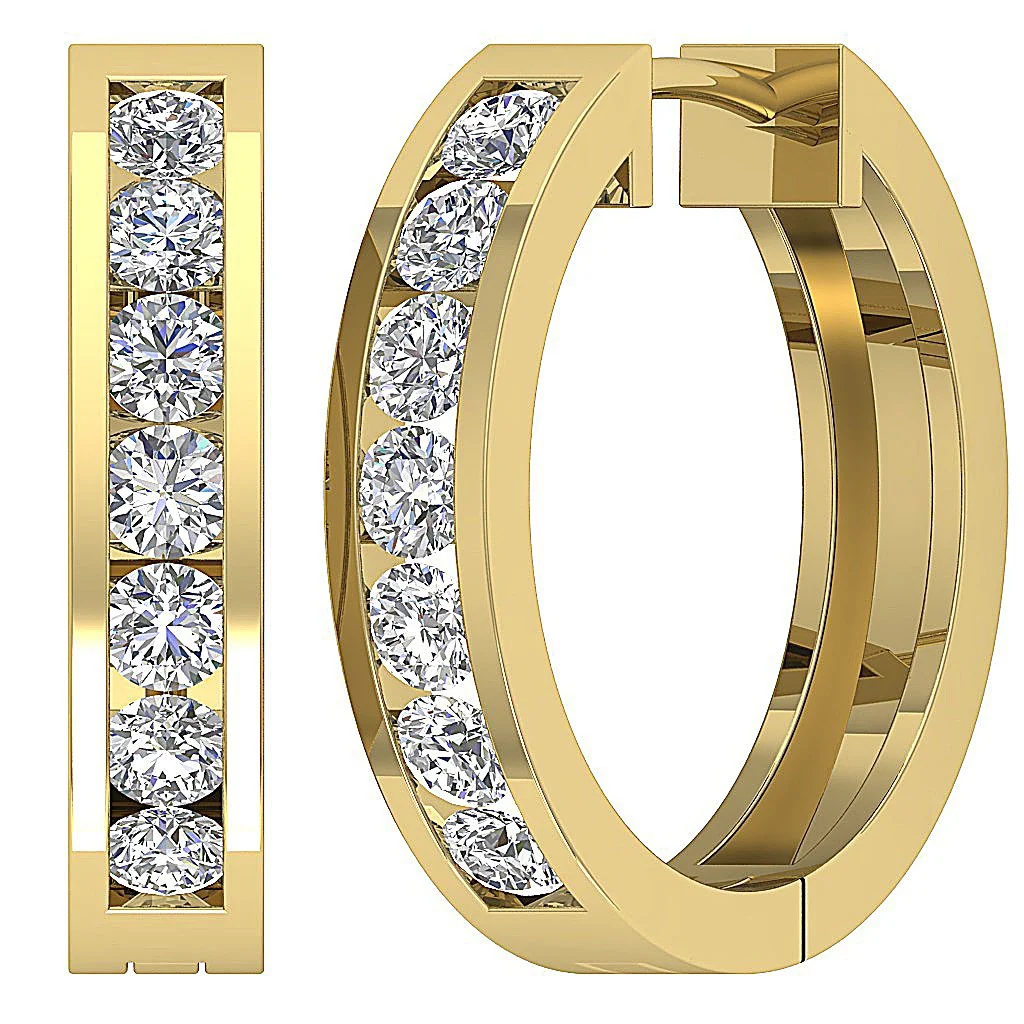 The Karter 14K Yellow Gold Genuine Diamond Medium Hoop Earring For Her - Image 8