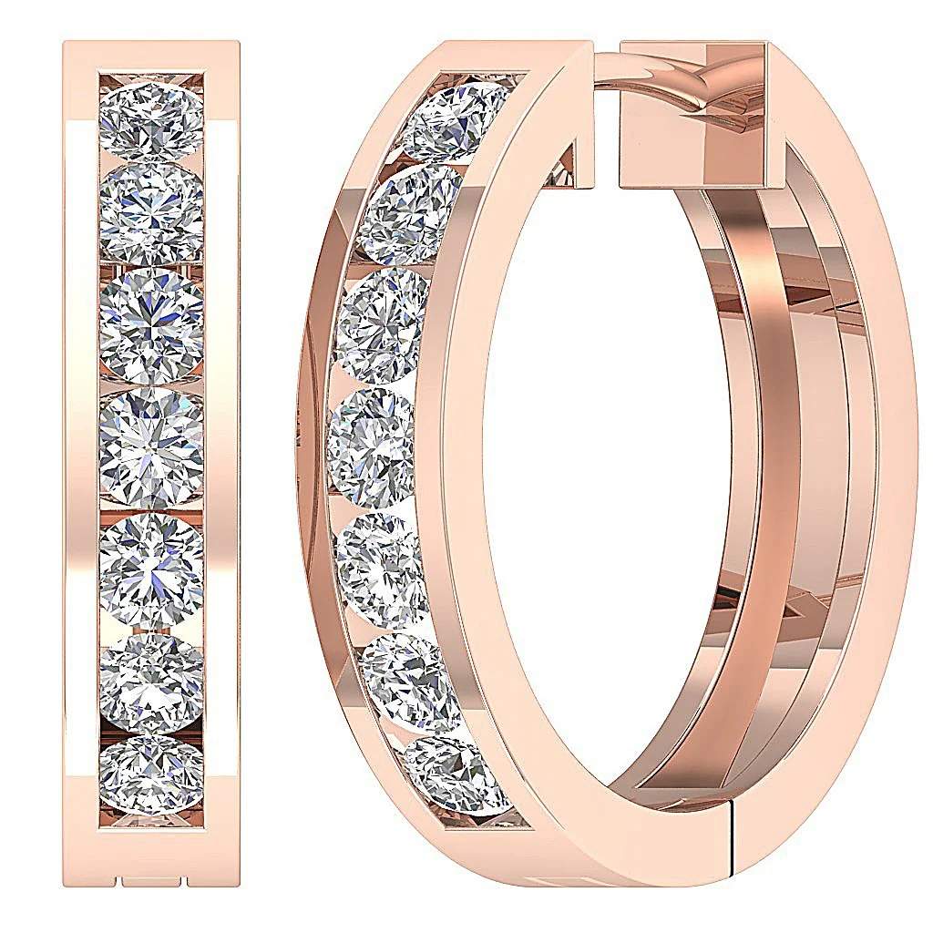 The Karter 14K Yellow Gold Genuine Diamond Medium Hoop Earring For Her - Image 9