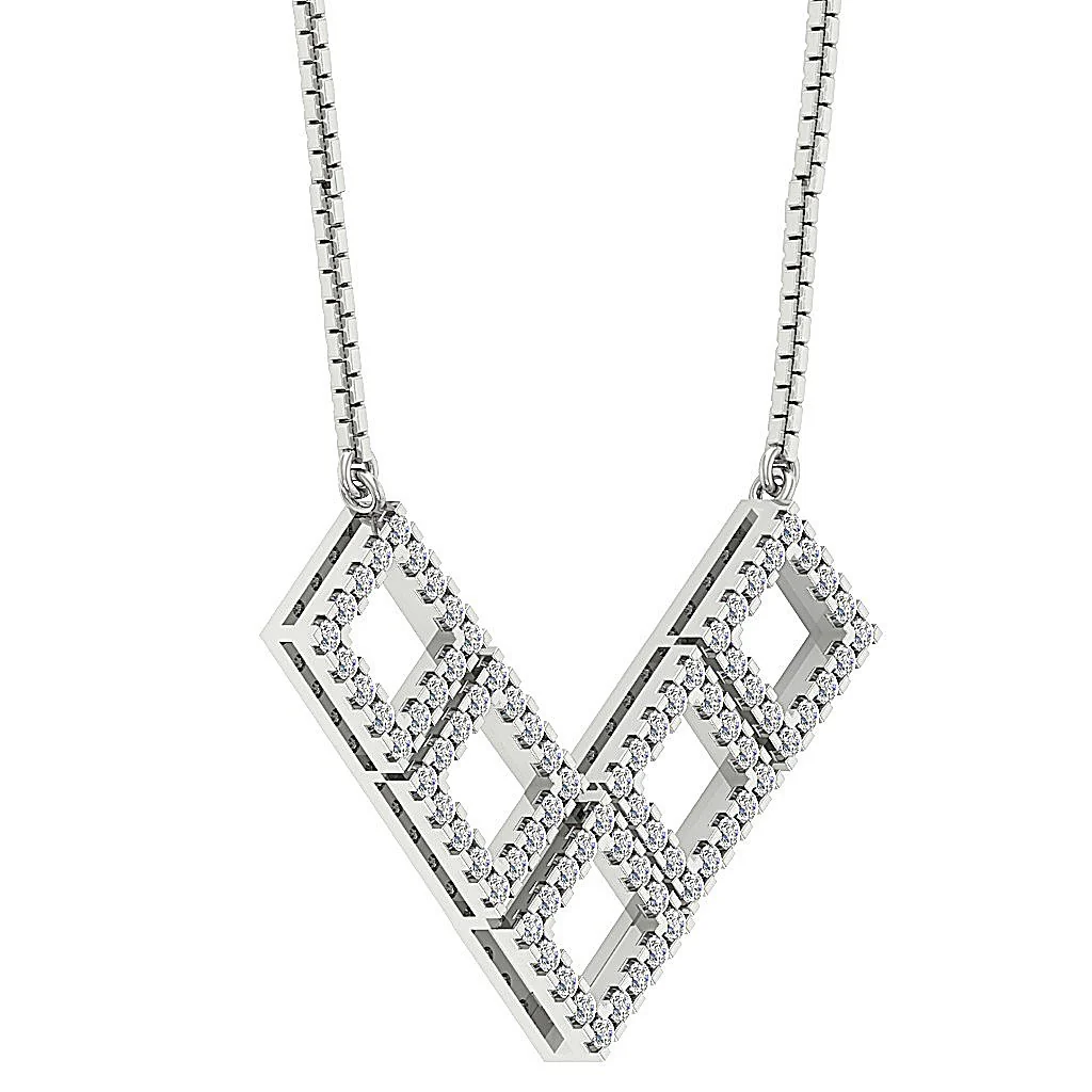 The Karter 14k White Gold Natural Diamond Prong Set Fashion Pendant With Chain - Image 4