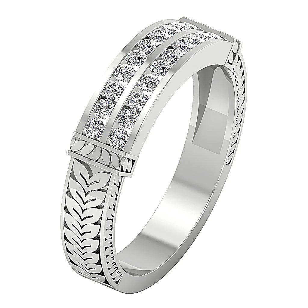 The Karter Designer White Gold Natural Diamond Wedding Anniversary Ring Channel Set - Image 3