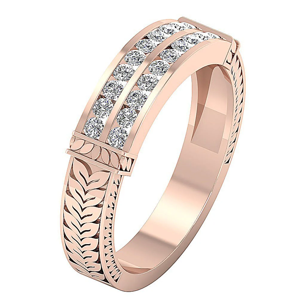 The Karter Designer White Gold Natural Diamond Wedding Anniversary Ring Channel Set - Image 4