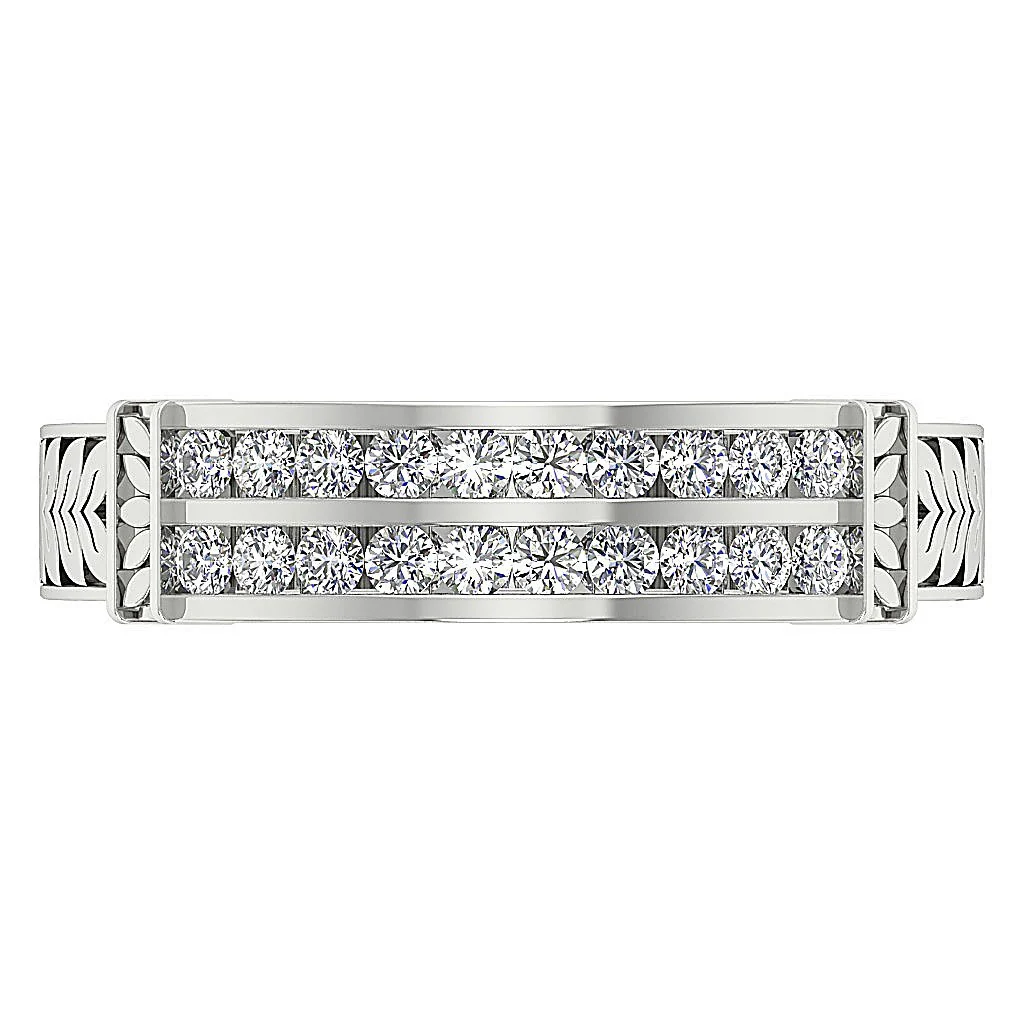 The Karter Designer White Gold Natural Diamond Wedding Anniversary Ring Channel Set - Image 6