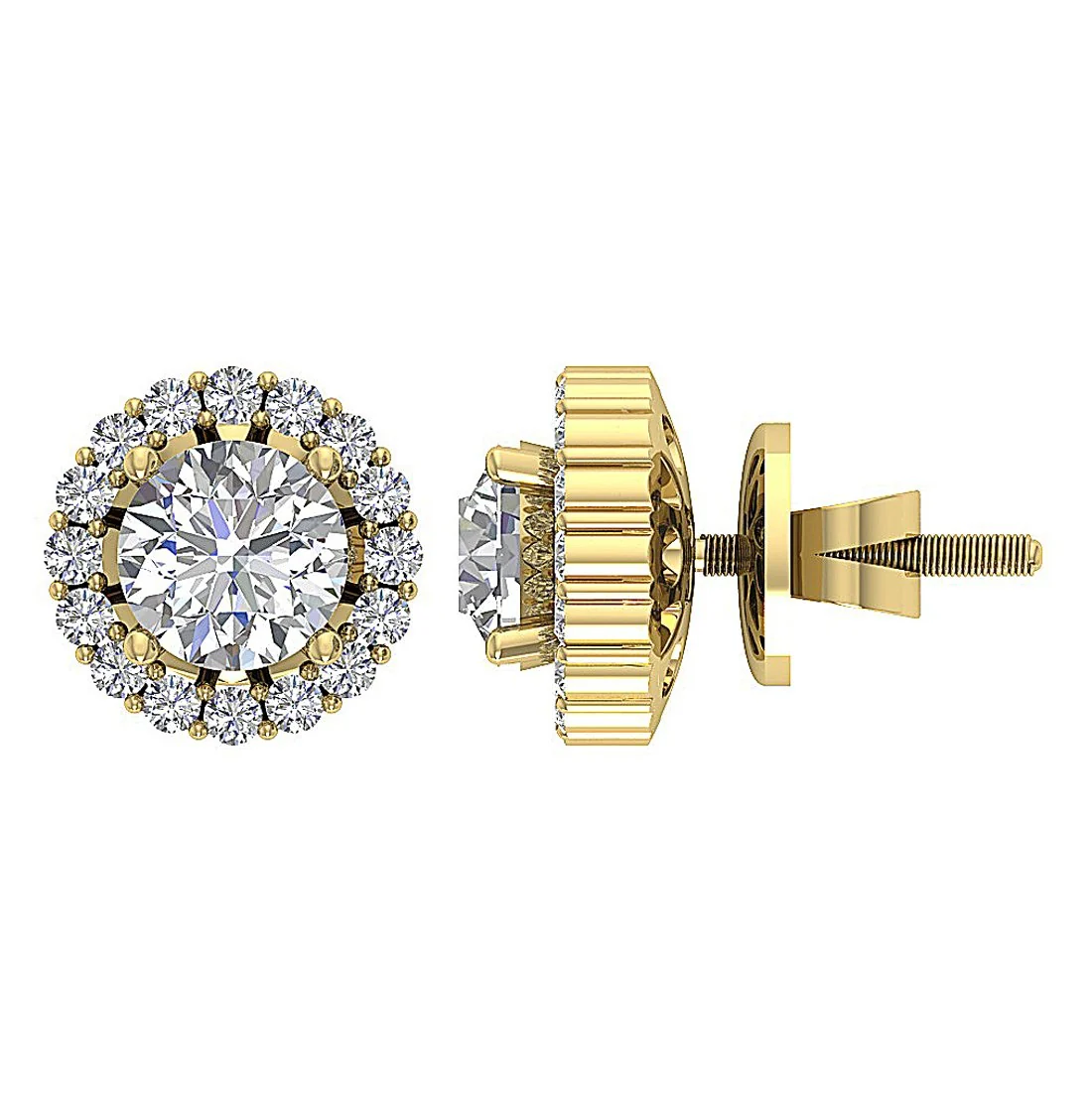 The Kash Classsic Removable Jacket Solitaire Stud Diamond Earring 14K Solid Gold - Image 4