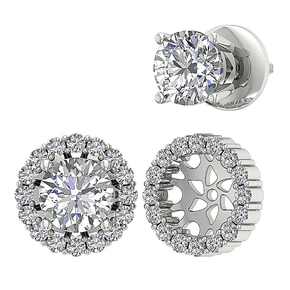 The Kash Classsic Removable Jacket Solitaire Stud Diamond Earring 14K Solid Gold - Image 9