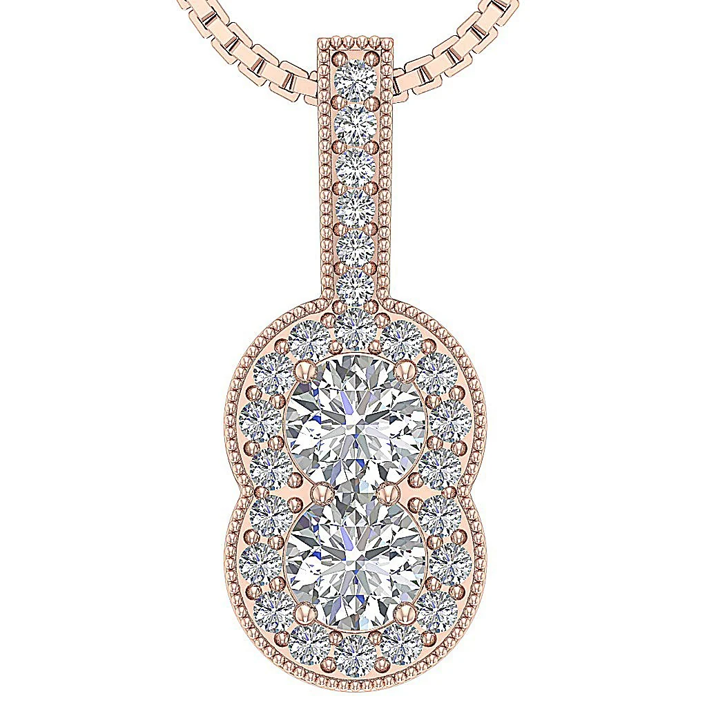 The Kash Round Diamond Forever 2 Stone Fashion Pendant - Image 3