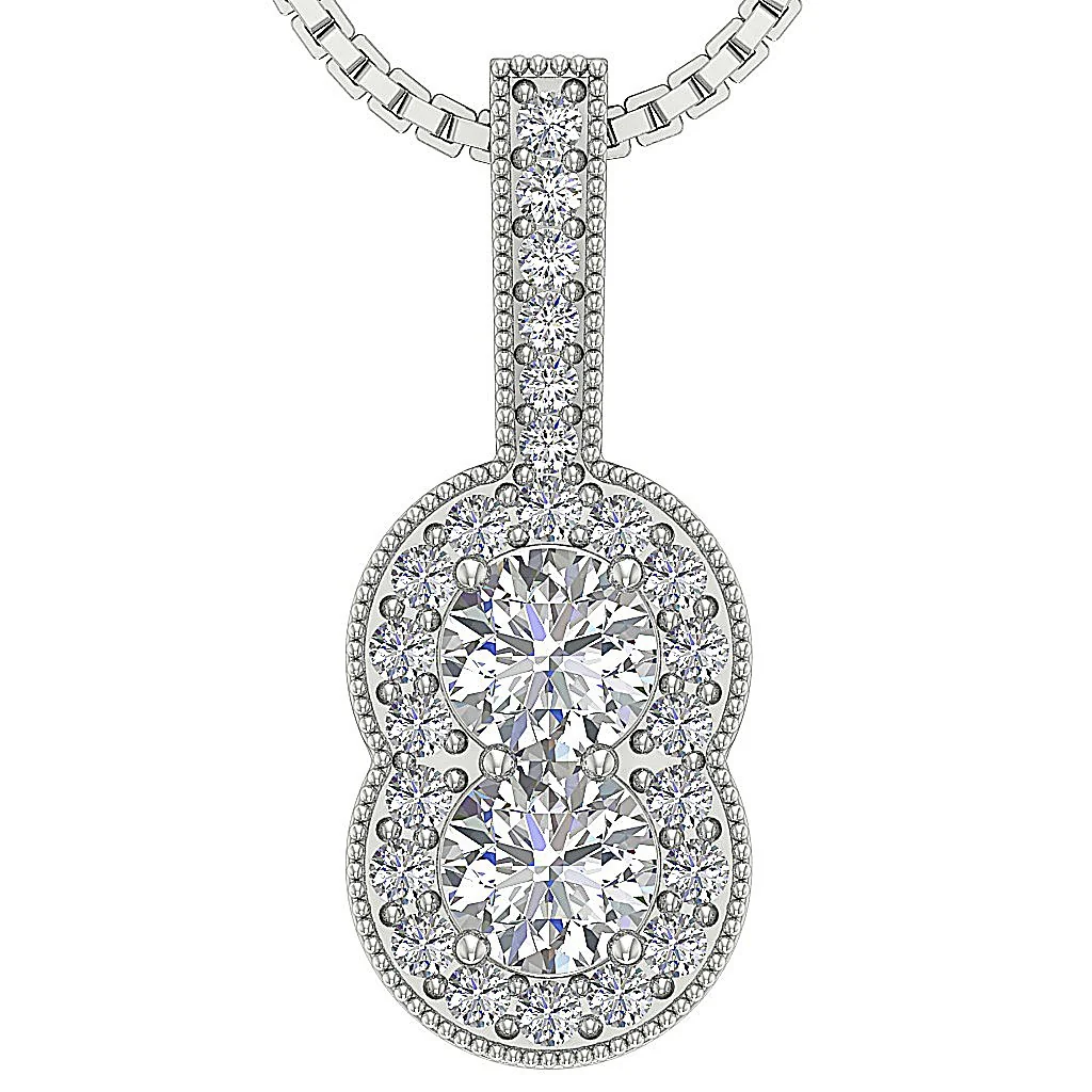 The Kash Round Diamond Forever 2 Stone Fashion Pendant - Image 5