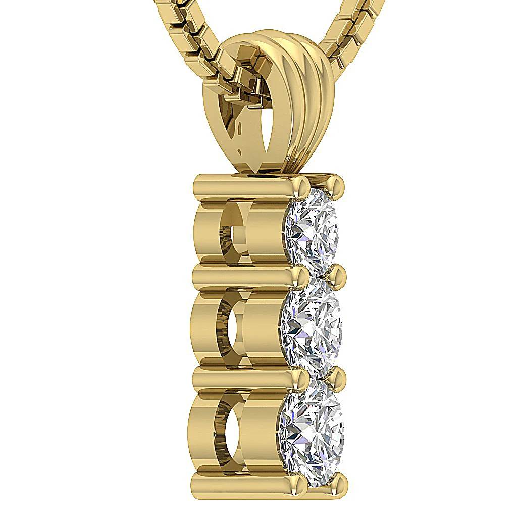 The Kashton 14k Solid White Gold 3 Stone Journey Pendant Necklace Natural Diamond - Image 5