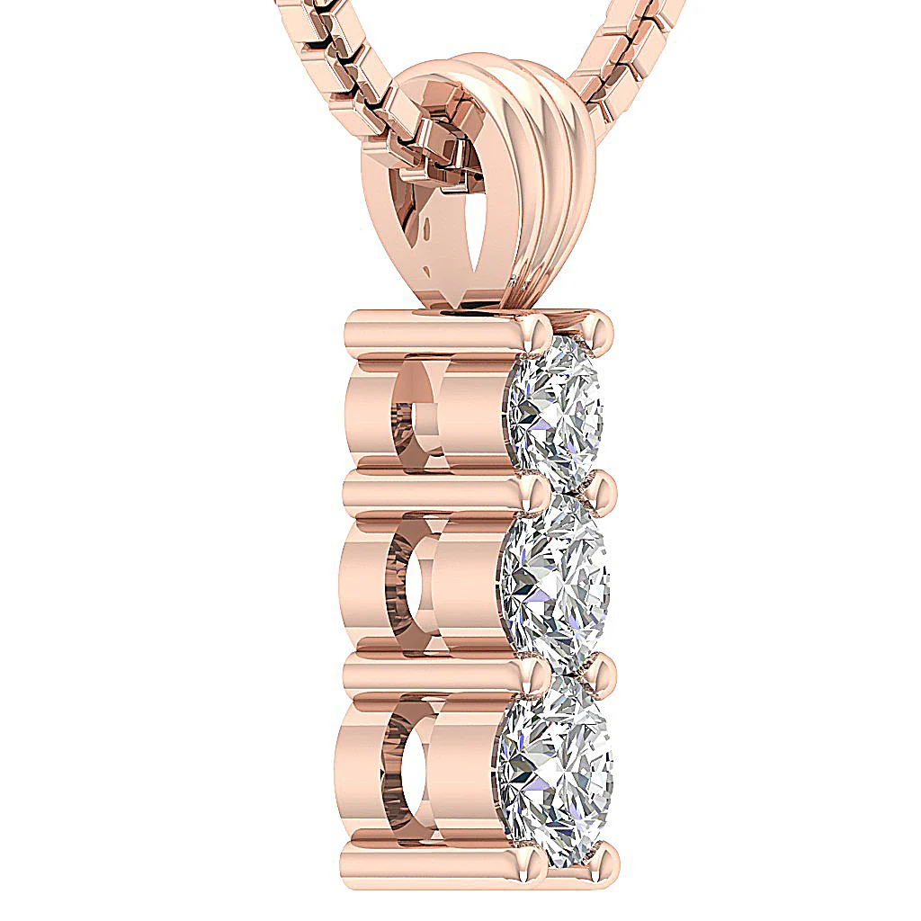 The Kashton 14k Solid White Gold 3 Stone Journey Pendant Necklace Natural Diamond - Image 6