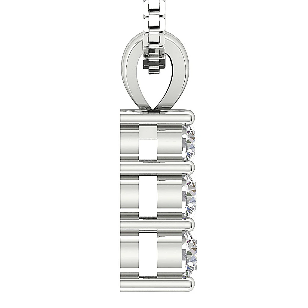 The Kashton 14k Solid White Gold 3 Stone Journey Pendant Necklace Natural Diamond - Image 7