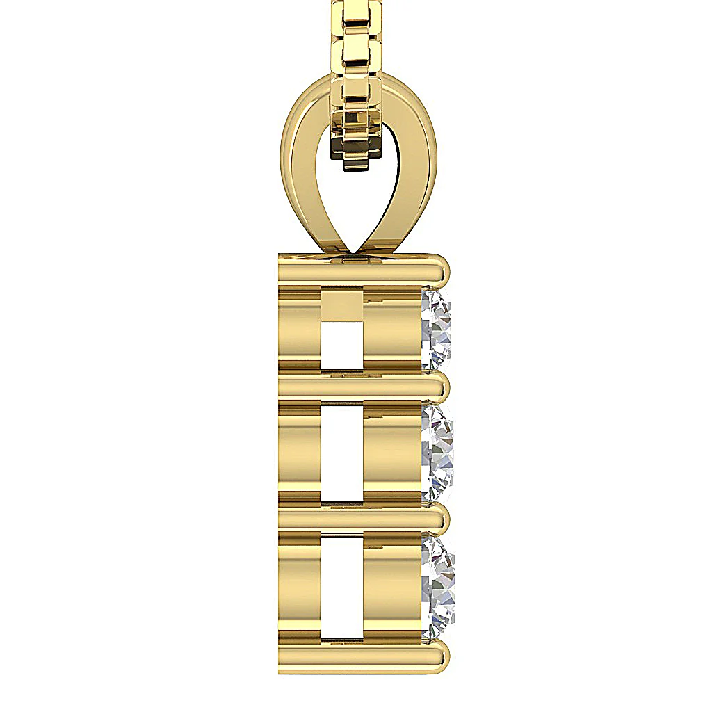 The Kashton 14k Solid White Gold 3 Stone Journey Pendant Necklace Natural Diamond - Image 8