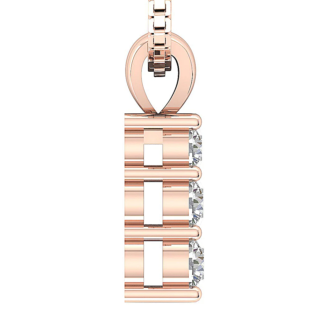 The Kashton 14k Solid White Gold 3 Stone Journey Pendant Necklace Natural Diamond - Image 9
