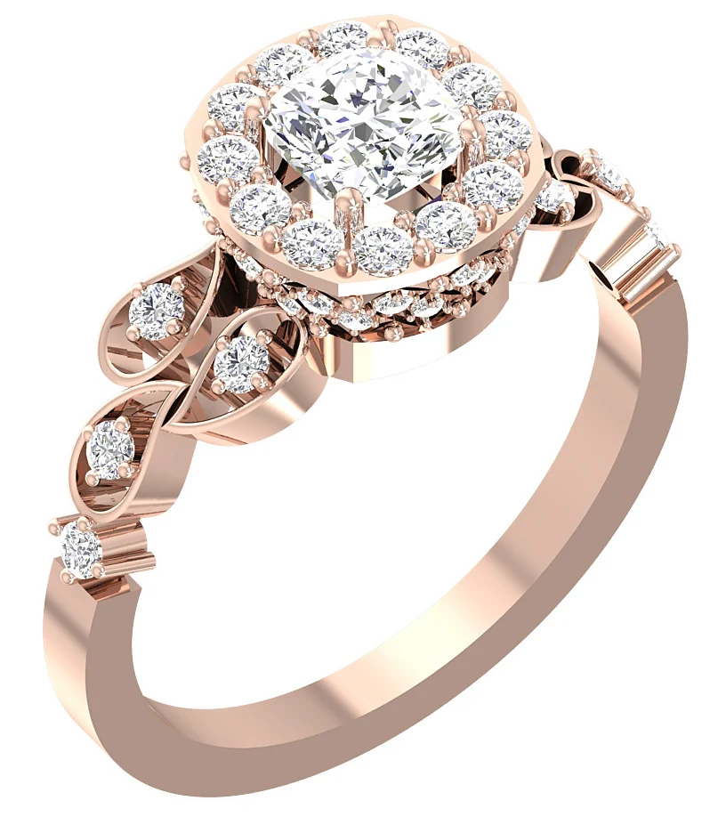 The Kason Genuine Diamond Beautiful Halo Solitaire Engagement Ring 14k White Gold - Image 2